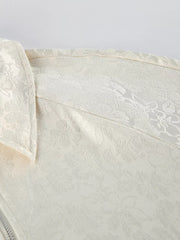 Jacquard Bomber Jacket With Drawstring Waist in Apricot, view 11