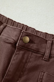 Solid Color Square Patch Pocket Barrel Jeans, close-up detail
