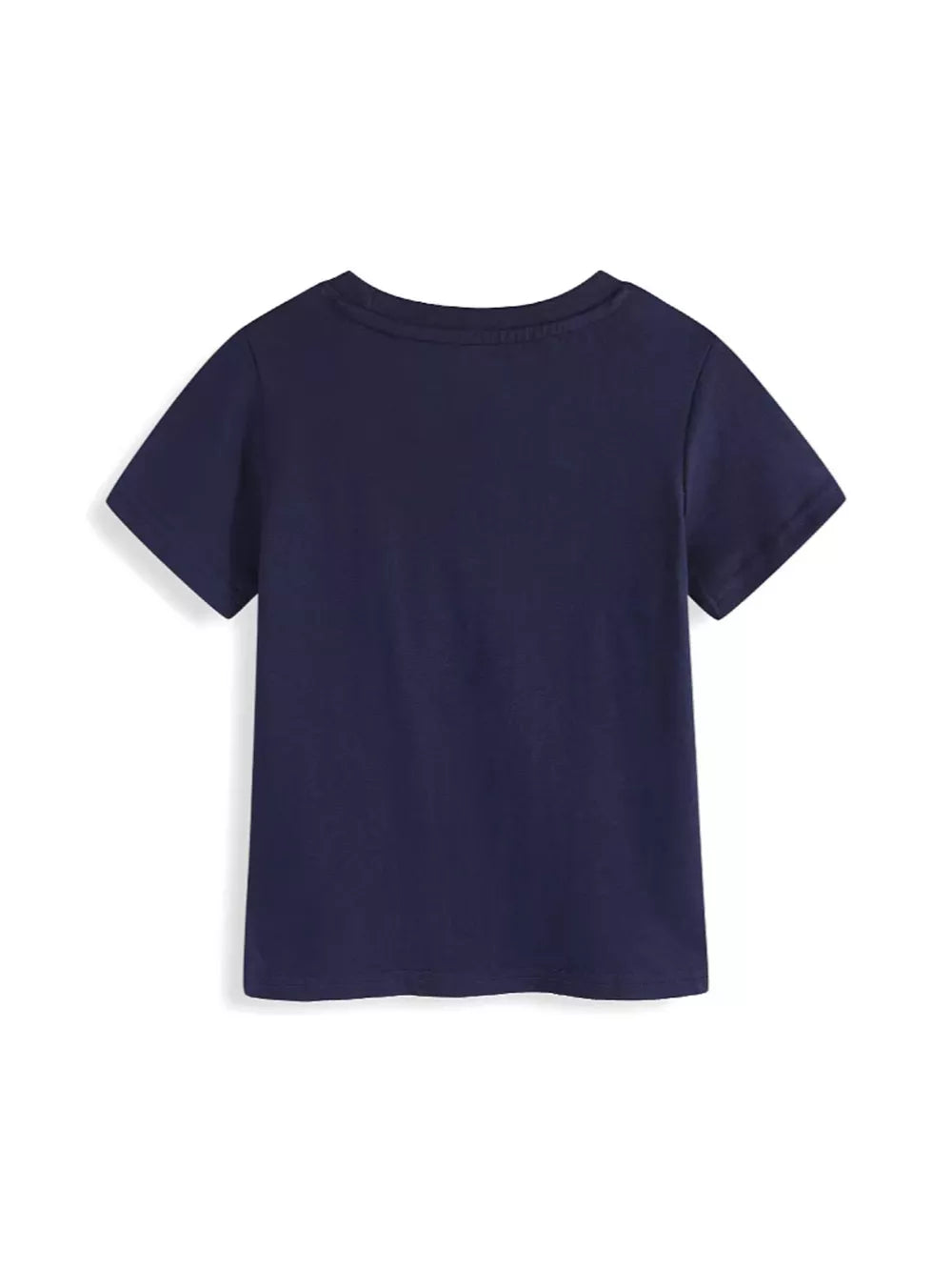 Navy blue cotton crew neck toddler t-shirt with short sleeves
