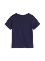 Navy blue cotton crew neck toddler t-shirt with short sleeves
