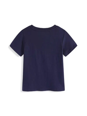Navy blue cotton crew neck toddler t-shirt with short sleeves