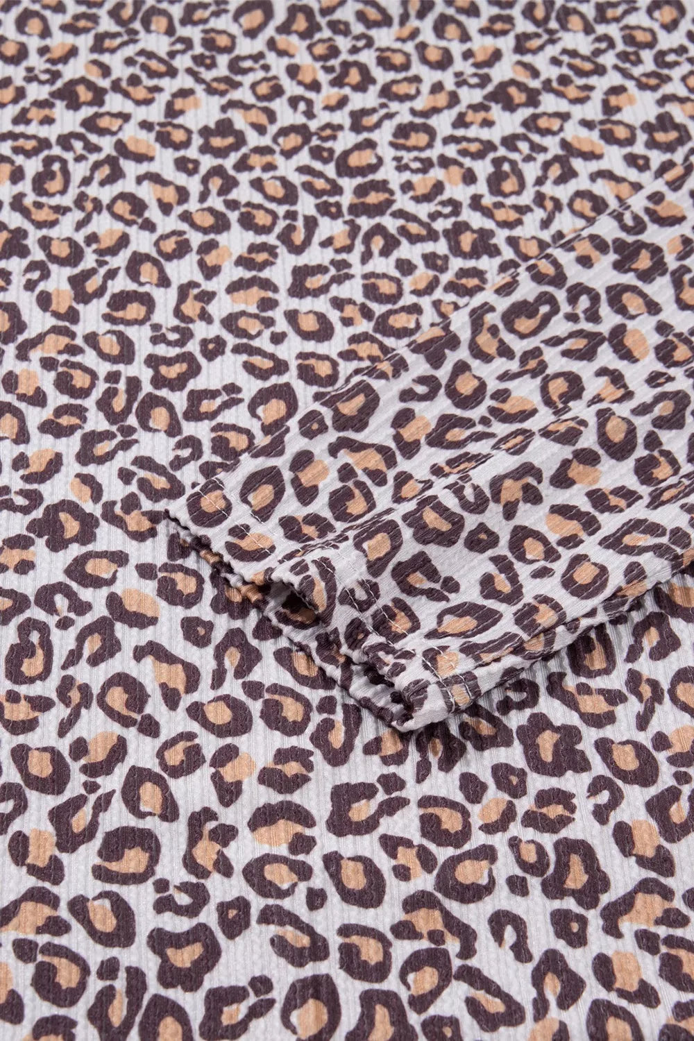 Leopard print ribbed loungewear set with drawstring detail.
