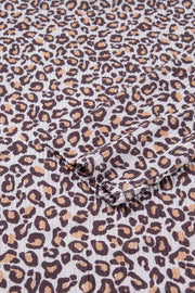 Leopard print ribbed loungewear set with drawstring detail.