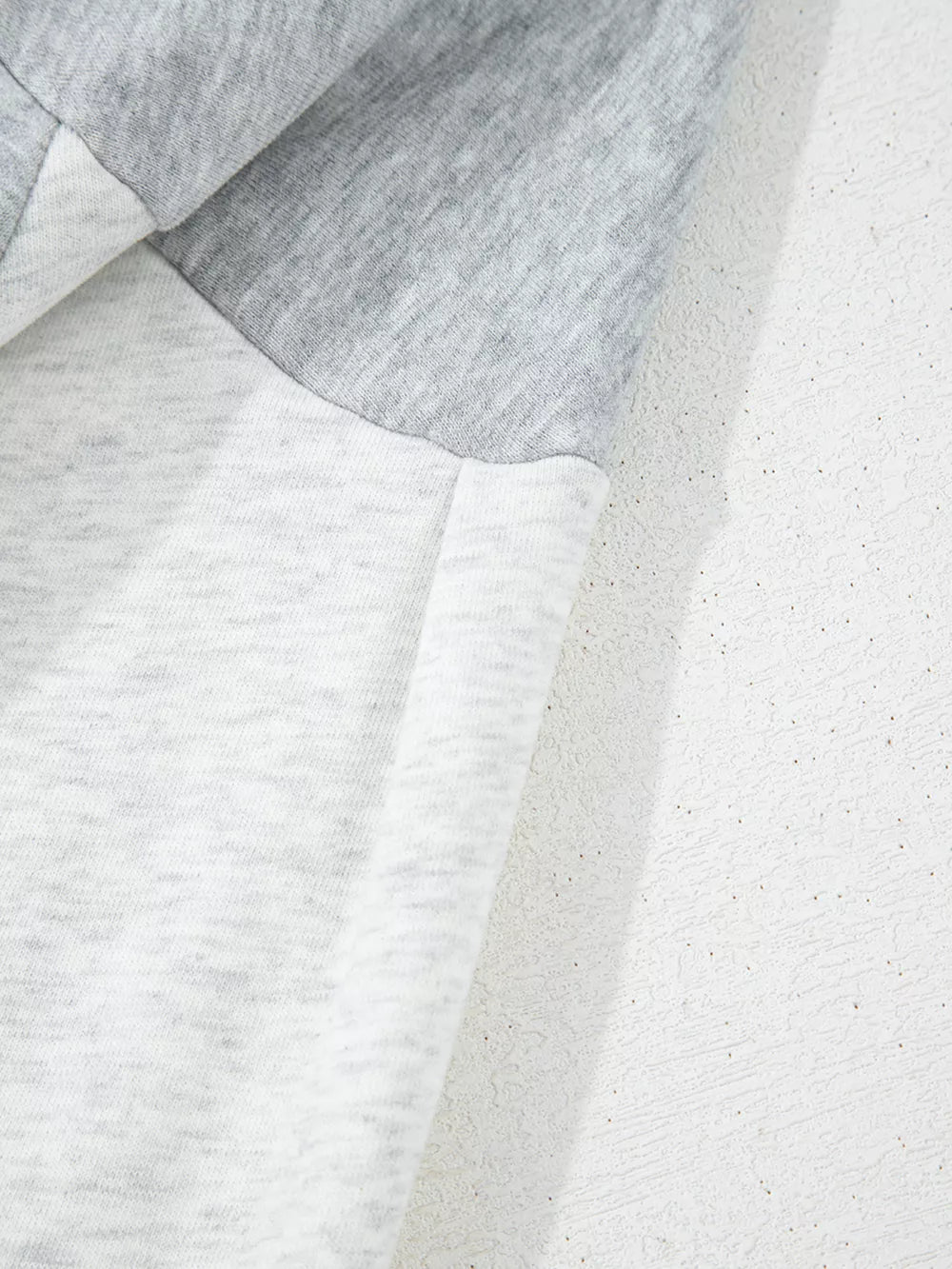 Half Zipper Collared Drop Shoulder Sweatshirt in Light Gray, fit detail