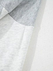 Half Zipper Collared Drop Shoulder Sweatshirt in Light Gray, fit detail