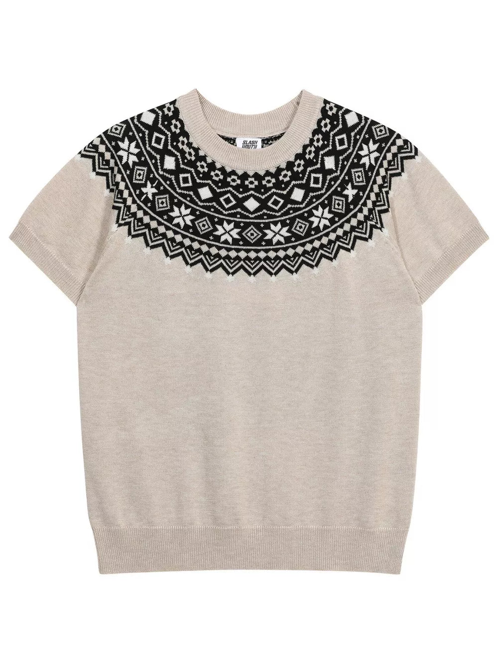 Fair Isle Knit Short Sleeve Sweater