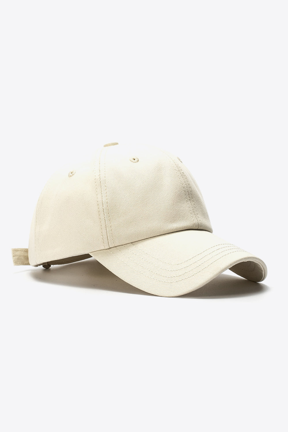 Beige cotton baseball cap with adjustable strap