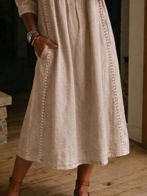 Full Size V-neck 3/4 Sleeve Midi Dress Plus Size, side view