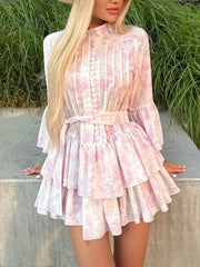 Charming Floral Tiered Ruffle Dress