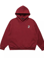Cherubic Graphic Long Sleeve Sweatshirt in maroon cotton blend with embroidered detail.