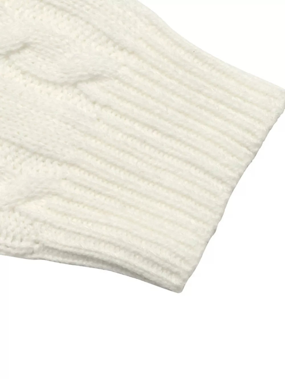 Cable Knit Long Sleeve Sweater in White, product detail