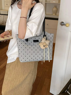 Polka Dot Shoulder Bag in Gray, front view