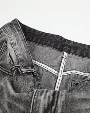 Men's Vintage Wash Wide Leg Jeans Plus Size in Black, model styling view