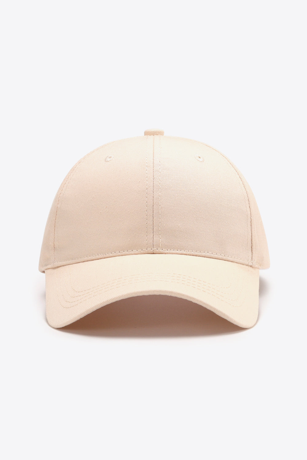 Cream cotton twill baseball cap with adjustable strap