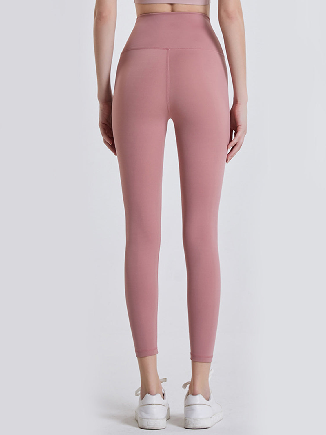 Dusty Pink FlexFit 7/8 leggings with wide waistband and seamless back detail.