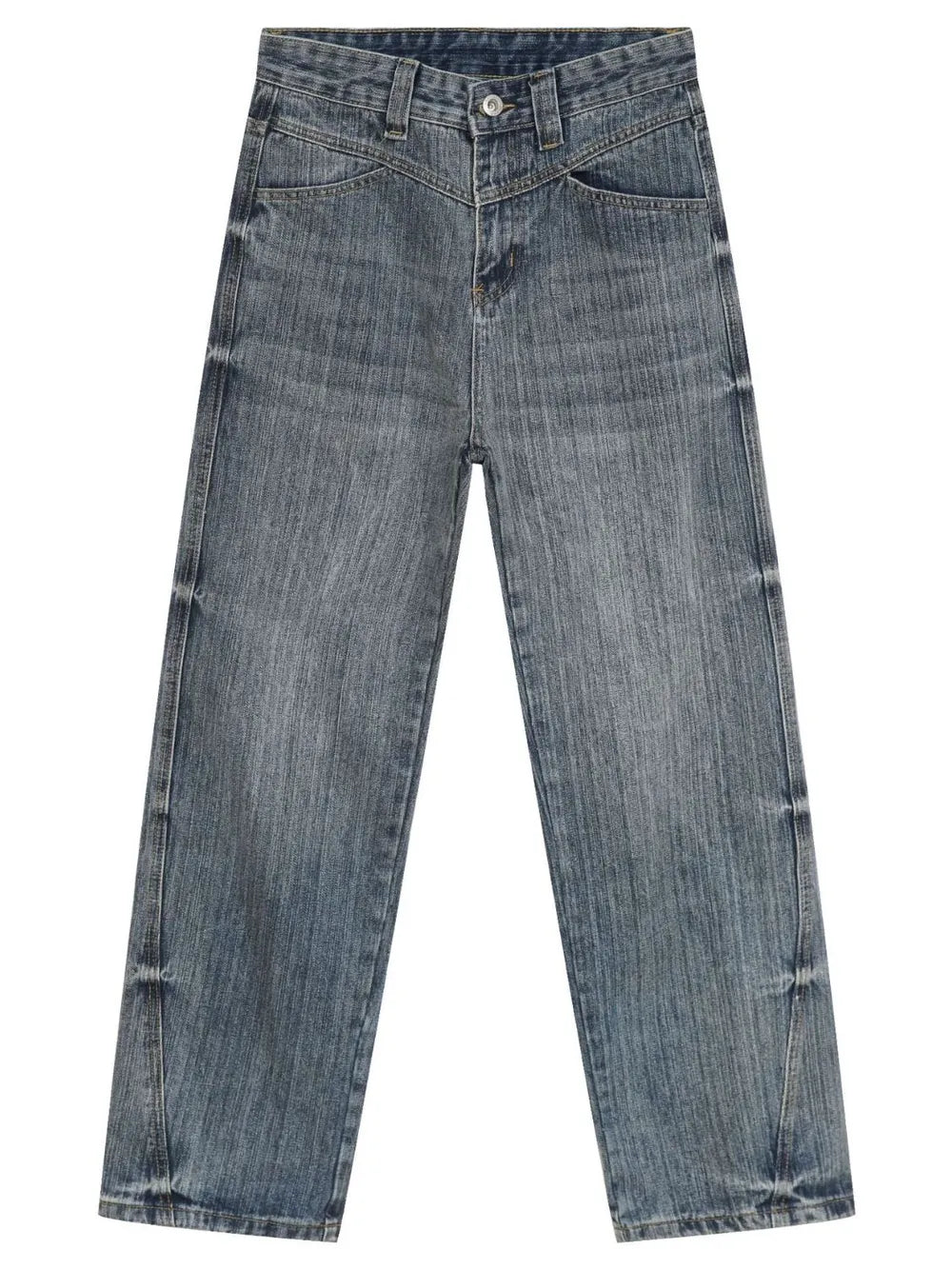 Vintage wash wide-leg denim jeans in Dusty Blue with a relaxed fit.