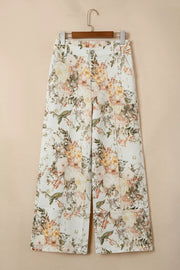 Vintage Floral Print High Waist Wide Leg Jeans, close-up detail