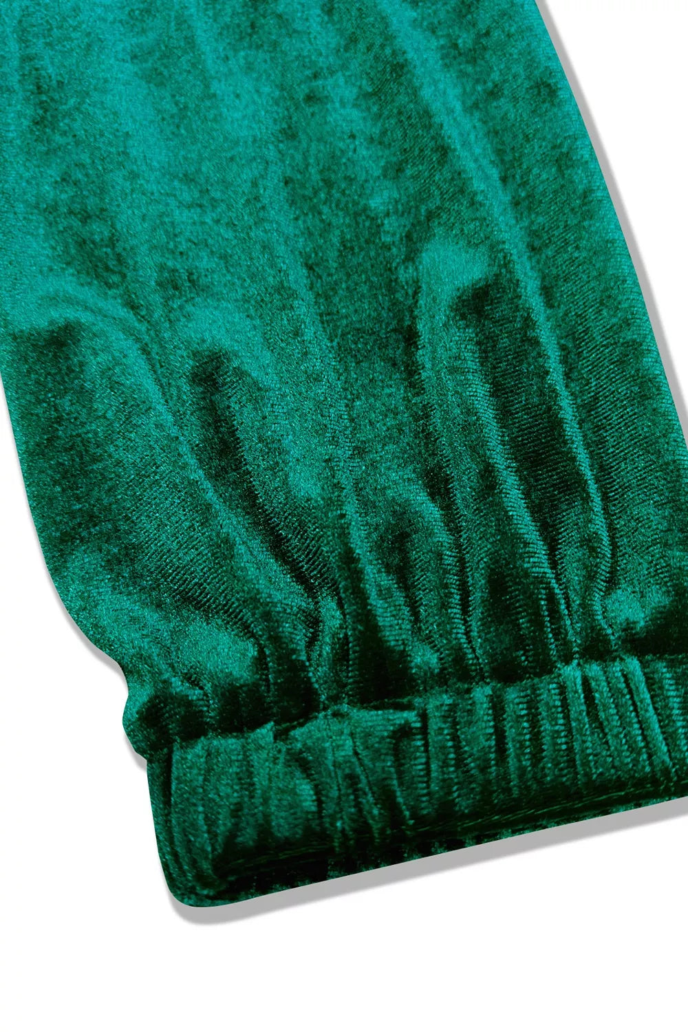 Velvet Balloon Sleeve Maxi Dress in Dark Green, fabric detail
