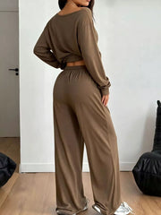 Loose Fit One-shoulder T-shirt And Pants Set Plus Size in Black, view 18