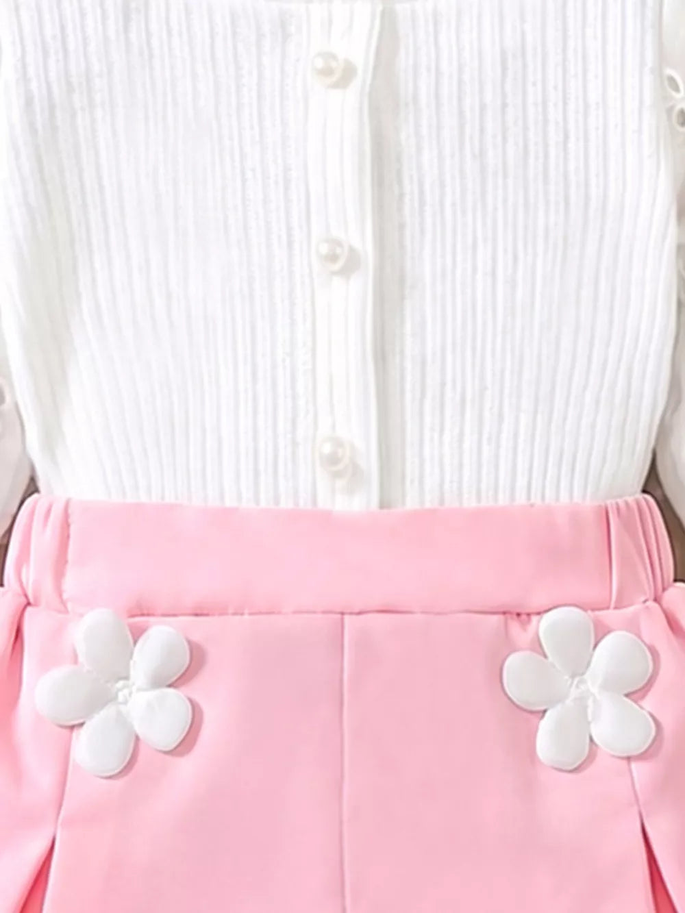 Button-down Ribbed Top in White, close-up detail
