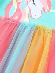 Whimsical Unicorn Tulle Dress For Kids