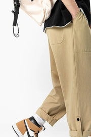 Khaki relaxed fit cuffed cargo trousers with patch pocket detail.
