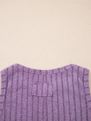 Purple ribbed mineral wash tank top with a chest pocket detail.