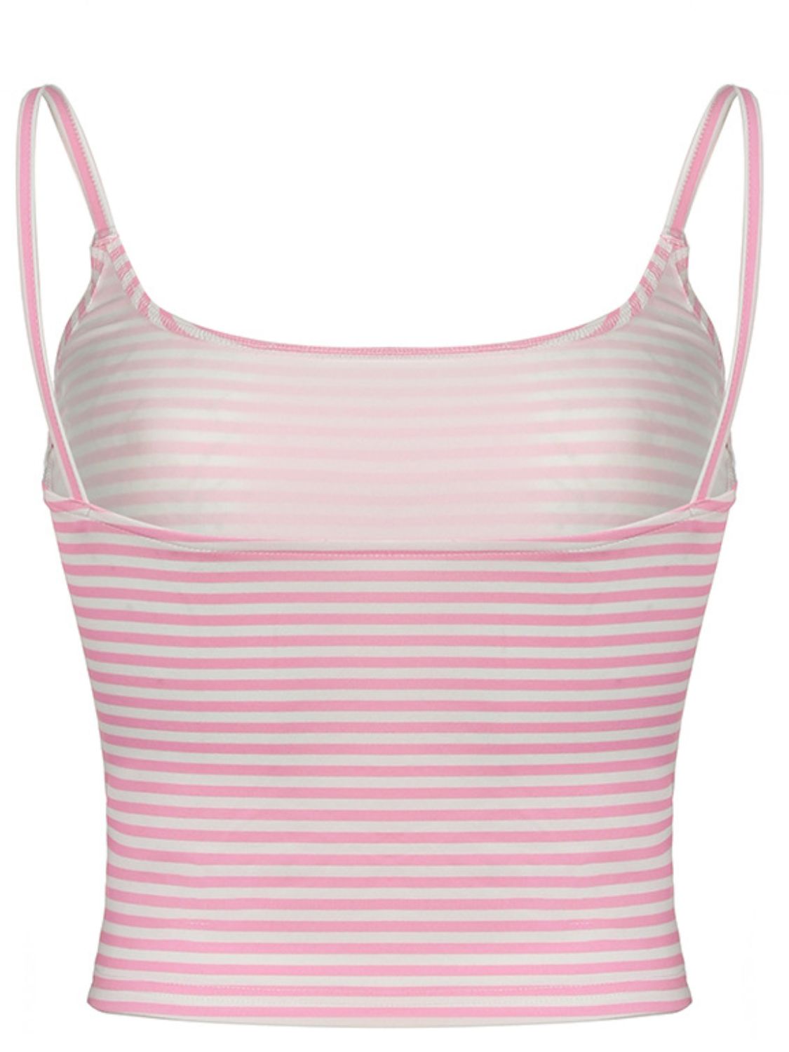 Pink stripe ribbed scoop tank top with thin straps