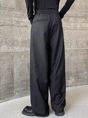 Men's Pleated Wide-leg Pants in Black, close-up detail