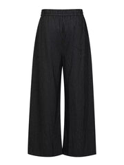Men's Striped Wide-leg Drawstring Pants in Gray, model styling view