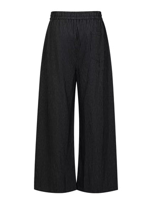 Men's Striped Wide-leg Drawstring Pants in Gray, model styling view
