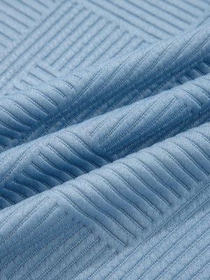 Light blue textured drawstring two-piece set fabric detail
