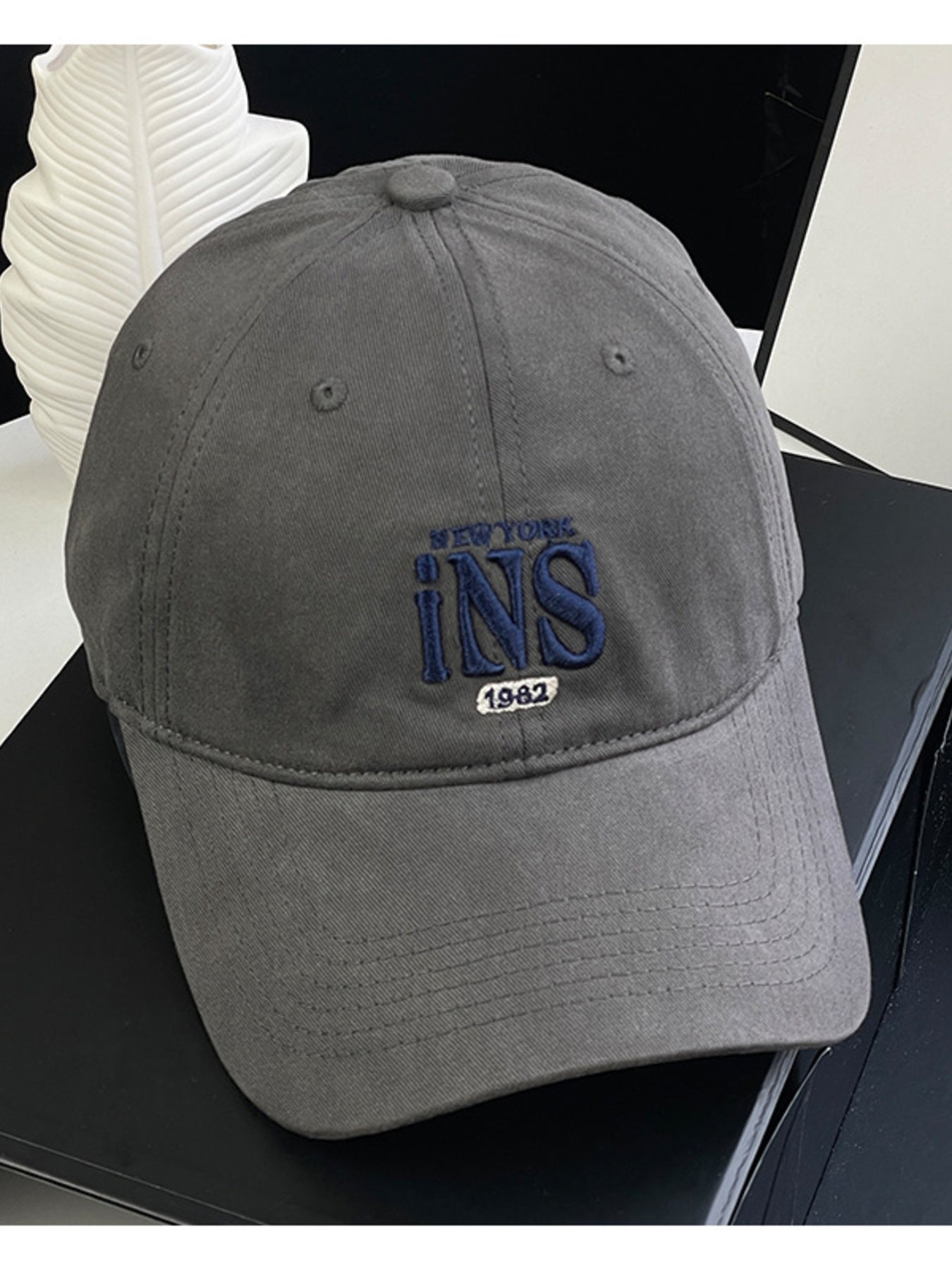 Navy Embroidered Cotton Baseball Cap