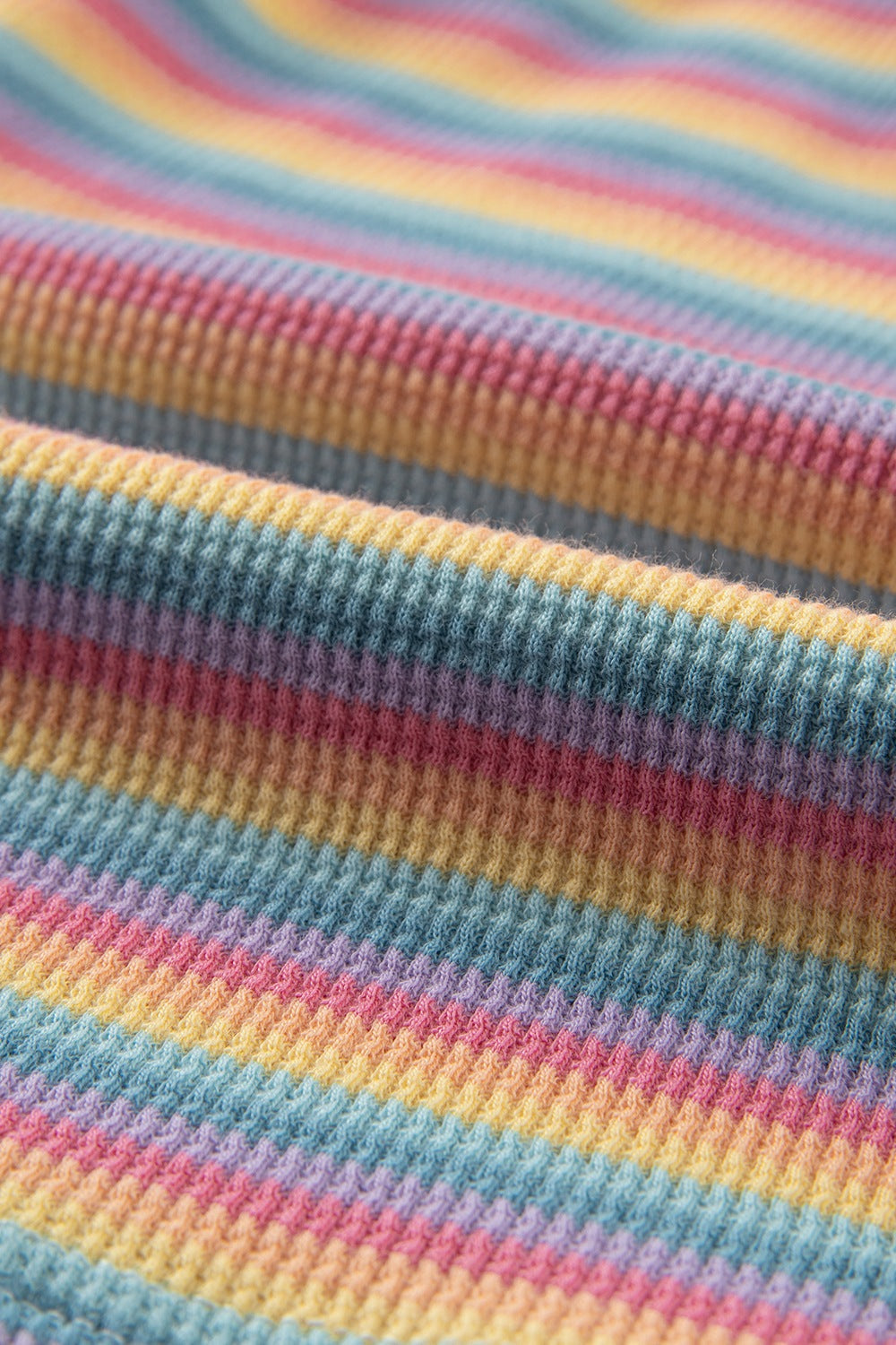 Rainbow striped ribbed cotton loungewear set with tassels