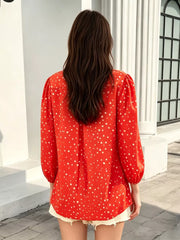 Polka Dot Puff Sleeve Shirt in Yellow, alternate angle