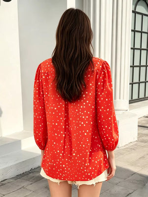Polka Dot Puff Sleeve Shirt in Yellow, alternate angle