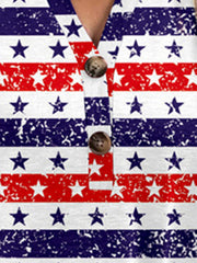 Americana Henley top with stars and stripes print and button detail