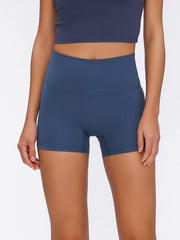 Nova Rise High-Motion Shorts in Dark Blue, a seamless activewear style with a high waist and short length.