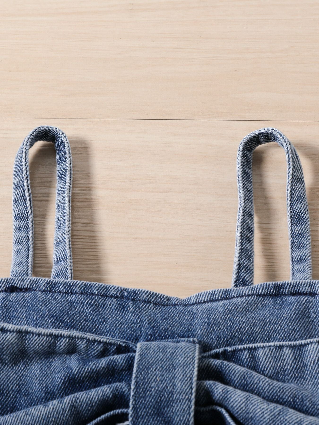 Toddler denim bowknot top straps and detail