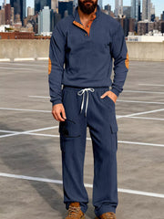 Men's Casual Button Detail Top And Pants Set in Gray, view 11