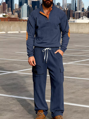 Men's Casual Button Detail Top And Pants Set in Gray, view 11