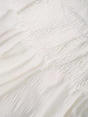 White crinkled tiered maxi skirt with smocked waist detail