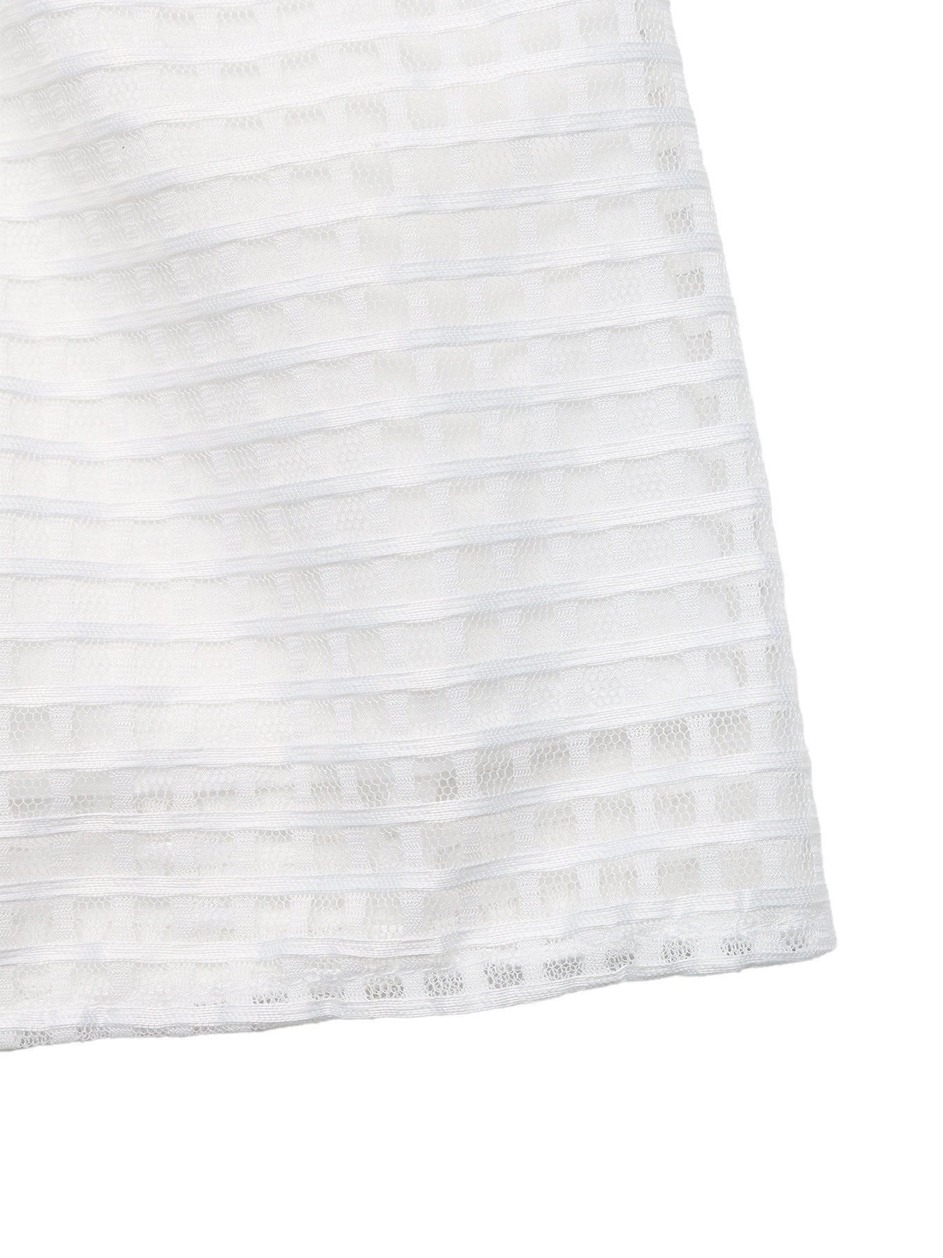 White strapless mini dress with a chic grid pattern and airy design.