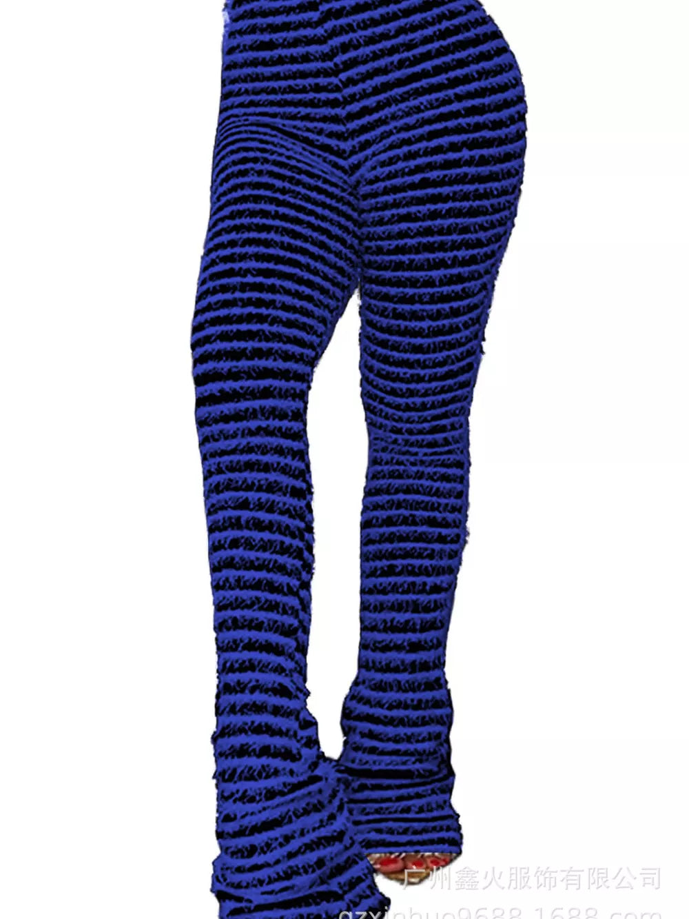 Striped Fuzzy Knit Pants in Army Green, view 15