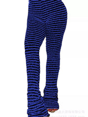 Striped Fuzzy Knit Pants in Army Green, view 15