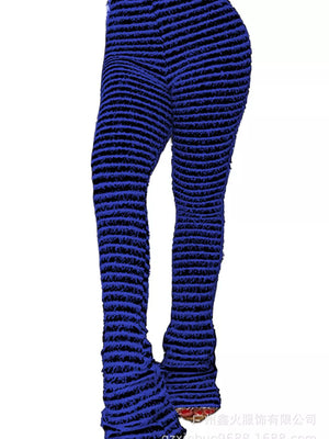 Striped Fuzzy Knit Pants in Army Green, view 15