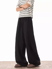 Black relaxed fit drawstring sweatpants with wide legs