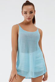 Ribbed knit cami, scoop-back, gray, acrylic