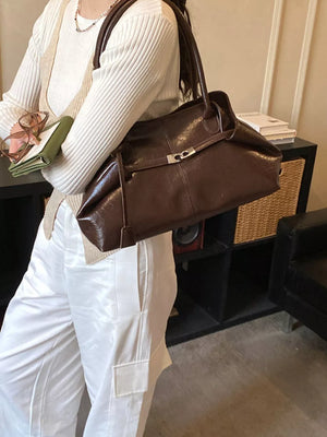 Pu Leather Shoulder Bag in Brown, alternate angle