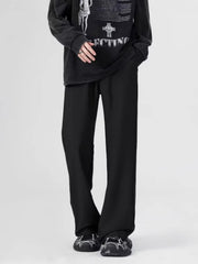 Black relaxed fit sweatpants with pockets, casual men's activewear pants.